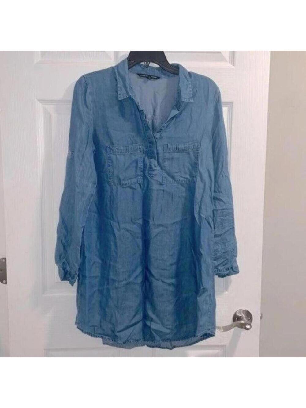 W118 by Walter Baker Denim Chambray Knee Length Casual Long Sleeve Dress